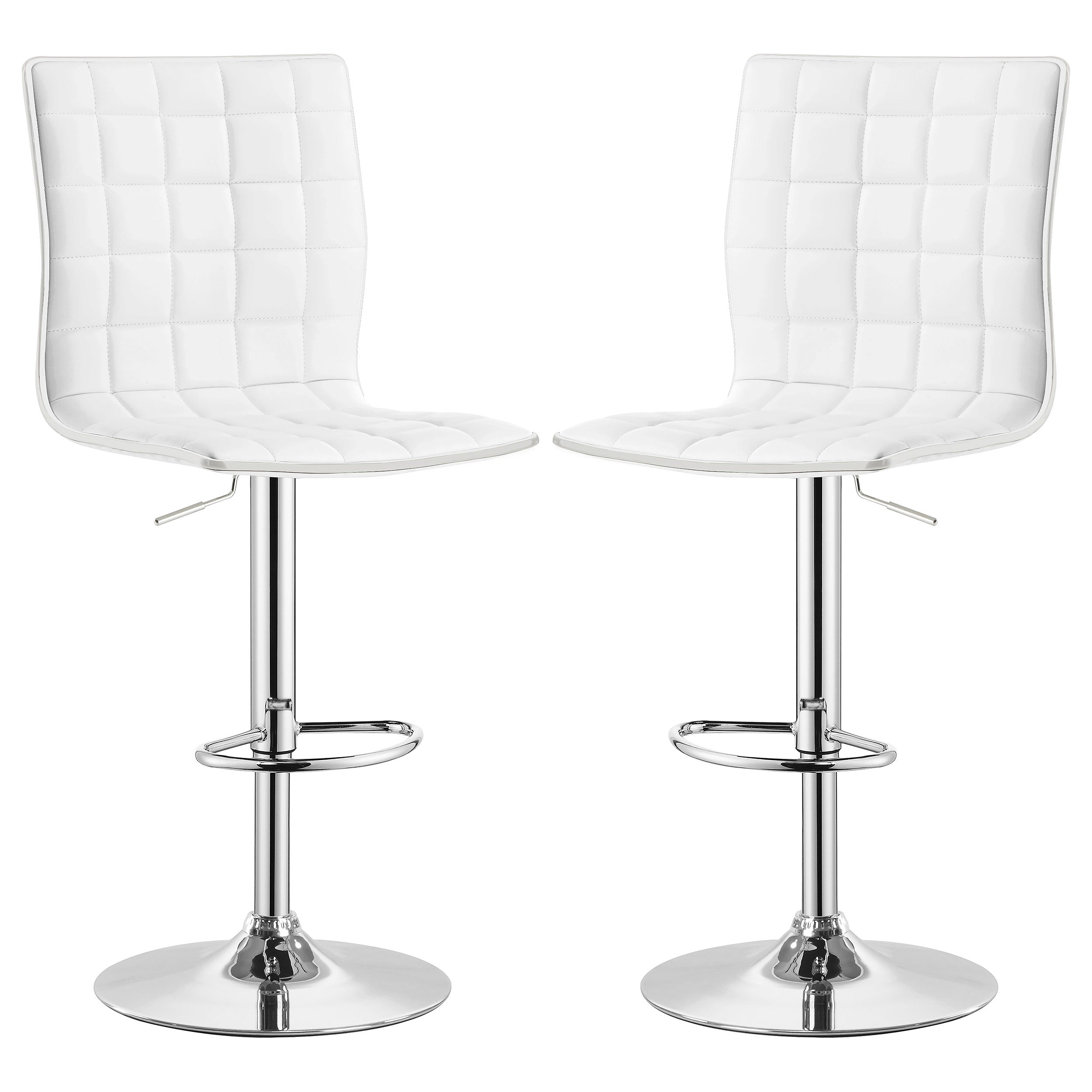 Best Furniture Outlet - Coaster - Ashbury Upholstered Adjustable Bar Stool White (Set of 2) - 122089