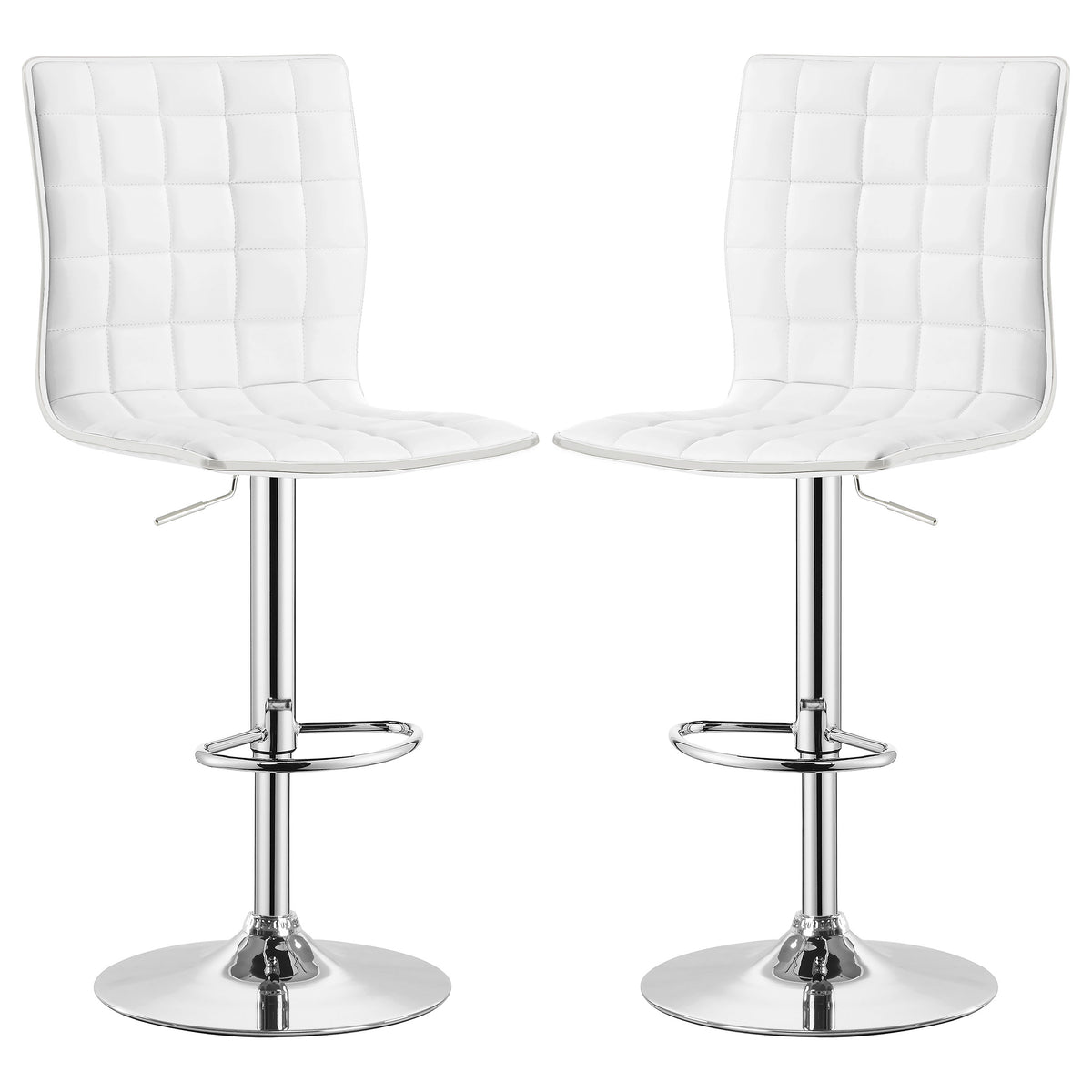 Best Furniture Outlet - Coaster - Ashbury Upholstered Adjustable Bar Stool White (Set of 2) - 122089
