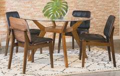 Best Furniture Outlet - Coaster - Paxton 5-piece Round Glass Top Dining Table Set Nutmeg - 122180-S5K