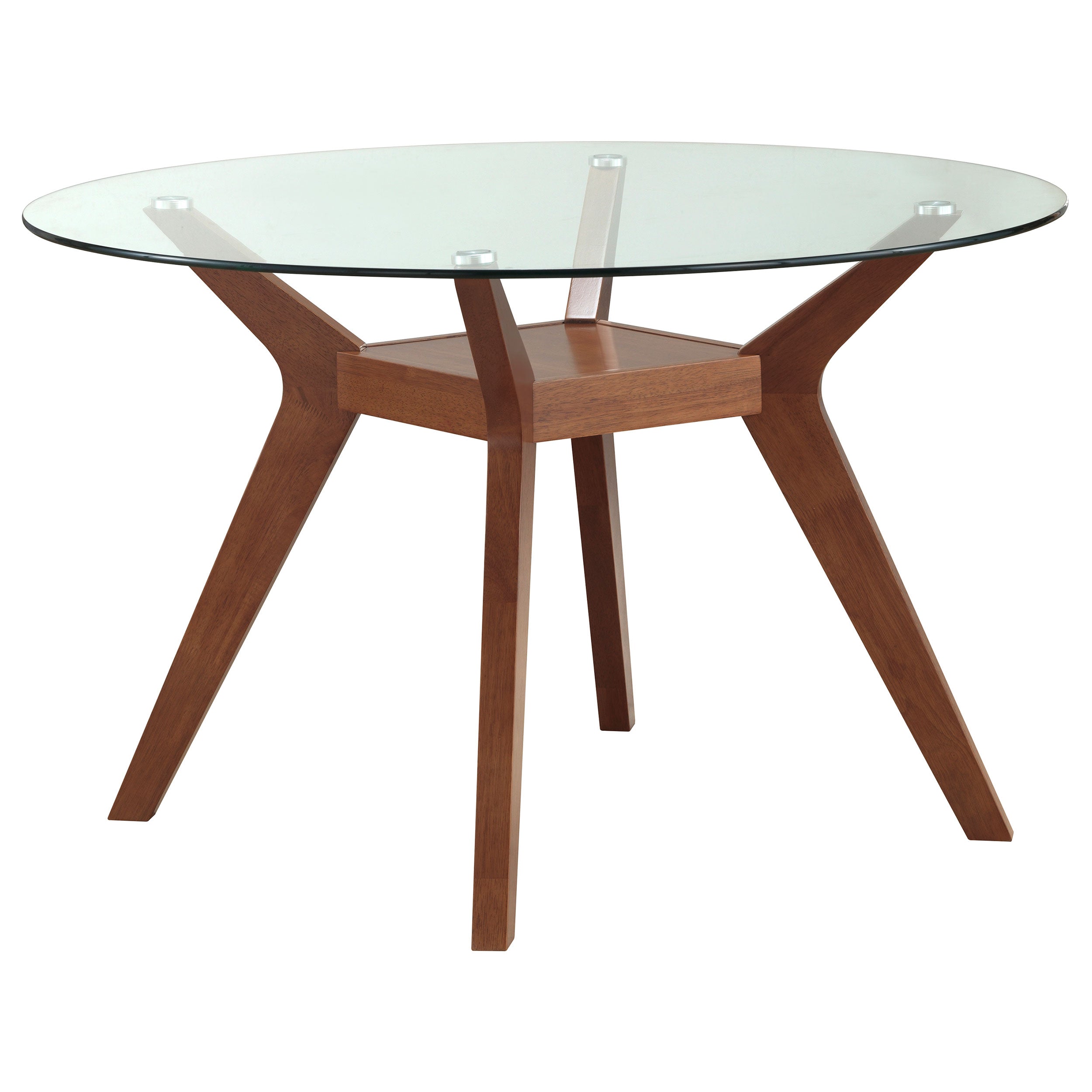 Best Furniture Outlet - Coaster - Paxton Round 48-inch Glass Top Wood Dining Table Nutmeg - 122180BG