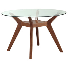 Best Furniture Outlet - Coaster - Paxton Round 48-inch Glass Top Wood Dining Table Nutmeg - 122180BG
