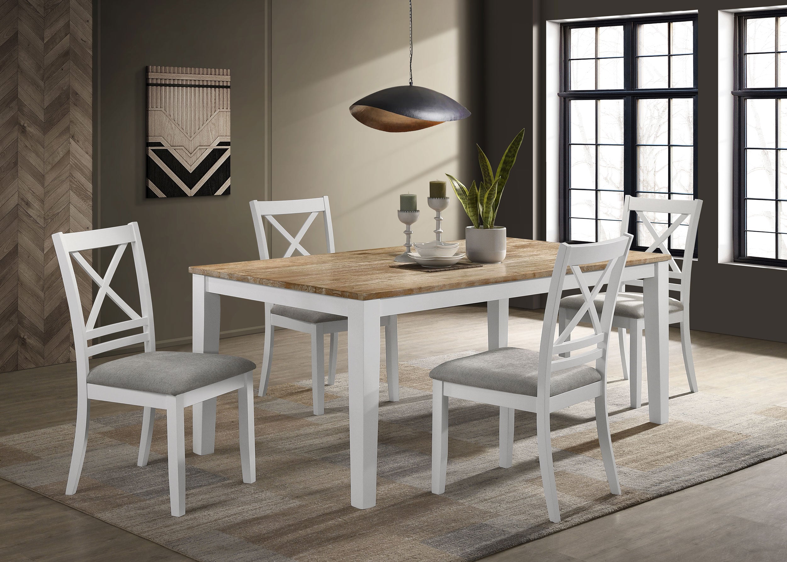 Best Furniture Outlet - Coaster - Hollis 5-piece Rectangular Dining Table Set Brown and White - 122241-S5