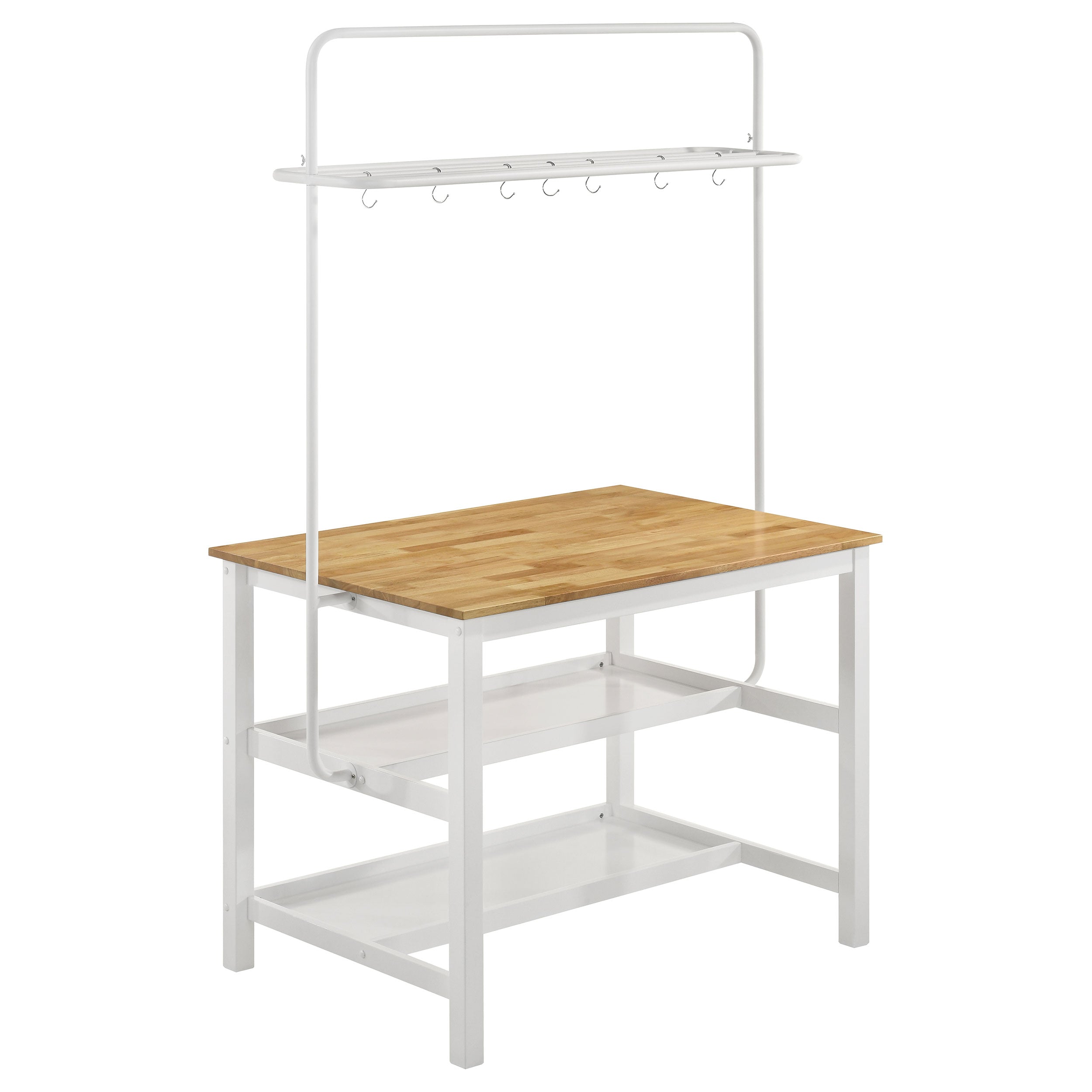 Best Furniture Outlet - Coaster - Edgeworth Kitchen Island Counter Table with Pot Rack White - 122246