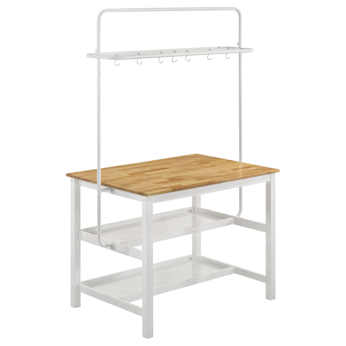 Best Furniture Outlet - Coaster - Edgeworth Kitchen Island Counter Table with Pot Rack White - 122246