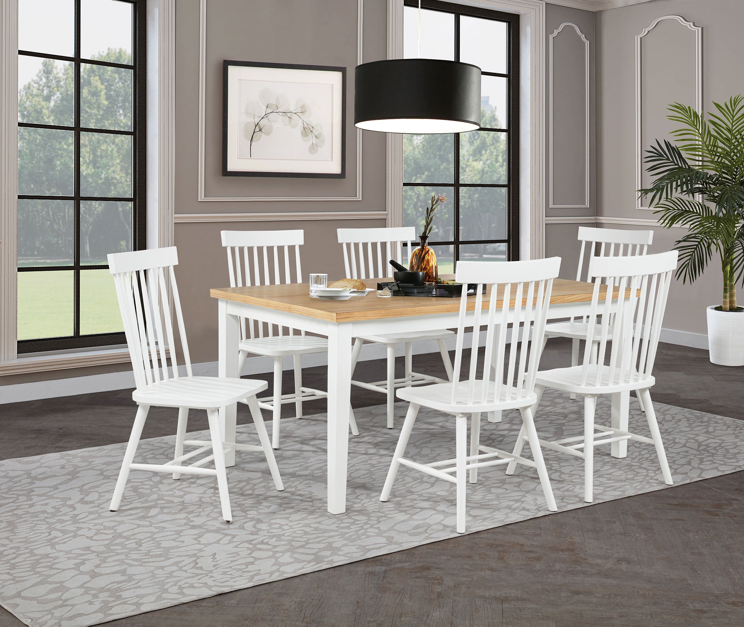 Best Furniture Outlet - Coaster - Andrews 7-piece Rectangular Dining Set Light Ash and White - 122501-S7W