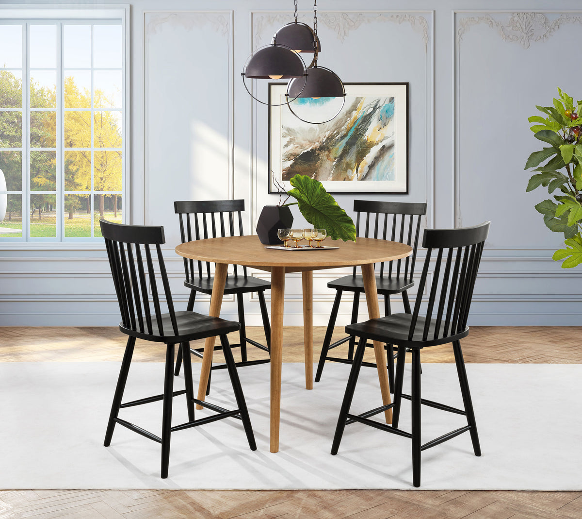 Best Furniture Outlet - Coaster - Andrews 5-piece Round Counter Dining Set Light Ash and Black - 122508-S5B