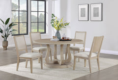 Best Furniture Outlet - Coaster - Trofello 5-piece Round Dining Table Set White Washed - 123120-S5