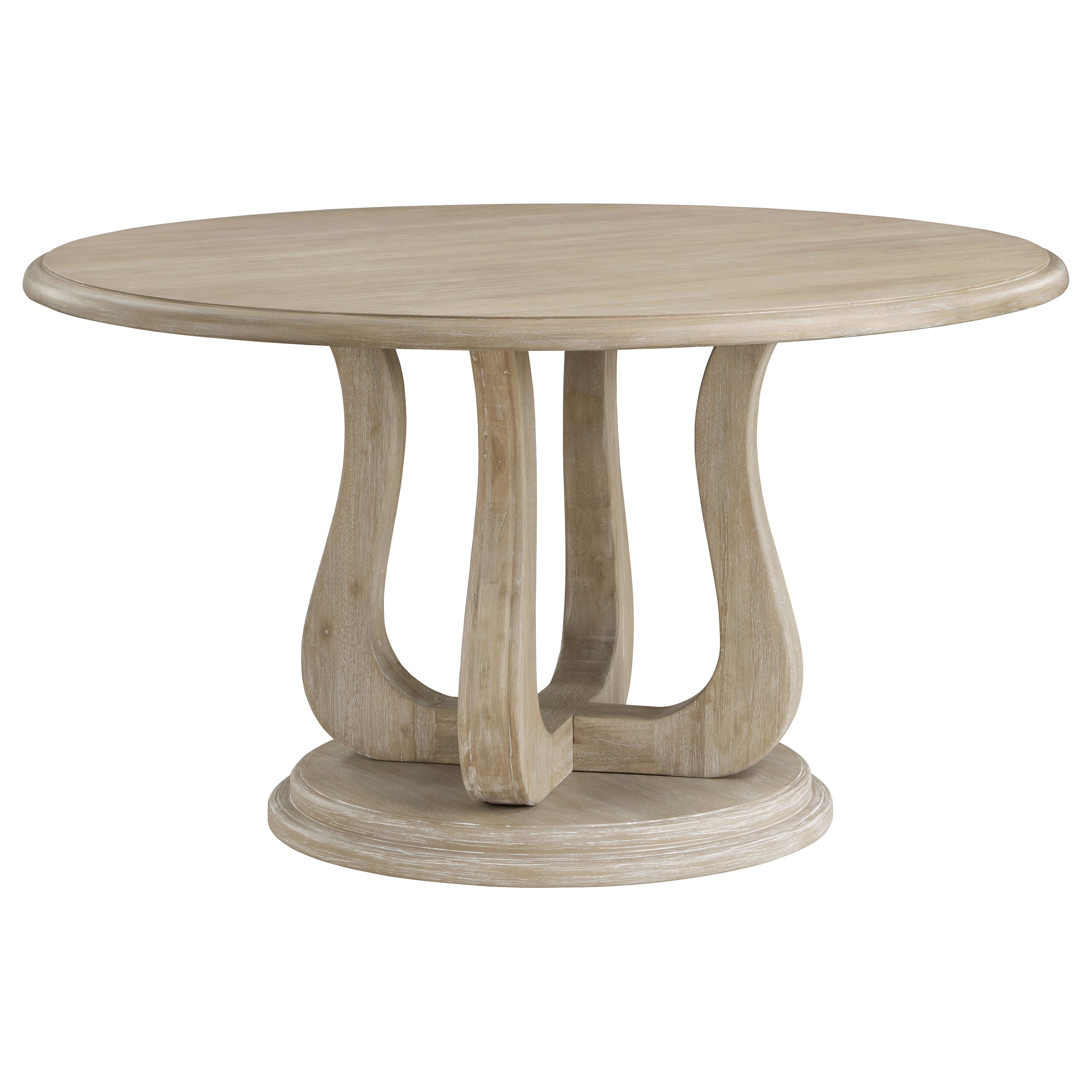 Best Furniture Outlet - Coaster - Trofello Round 60-inch Pedestal Dining Table White Washed - 123120