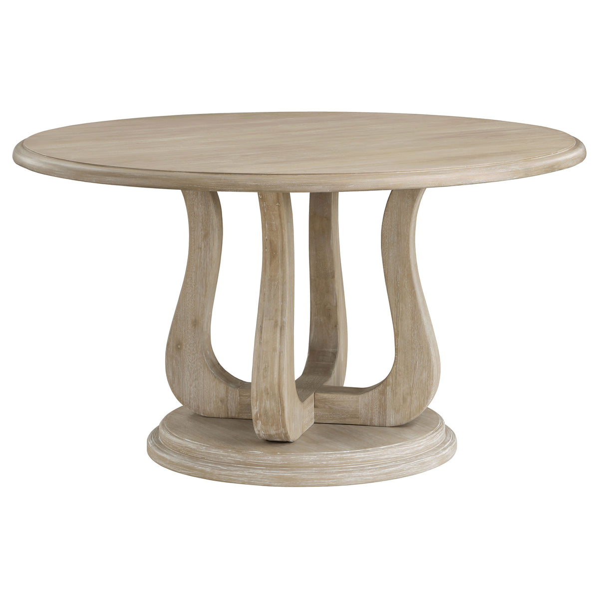 Best Furniture Outlet - Coaster - Trofello Round 60-inch Pedestal Dining Table White Washed - 123120