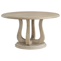 Best Furniture Outlet - Coaster - Trofello Round 60-inch Pedestal Dining Table White Washed - 123120