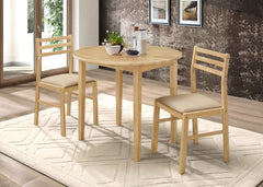 Best Furniture Outlet - Coaster - Bucknell 3-piece Round Drop Leaf Dining Table Set Natural - 130006