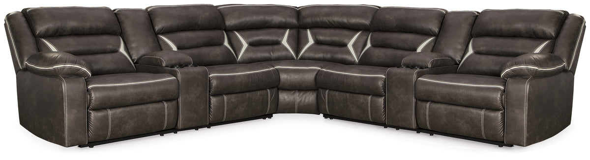 Best Furniture Outlet - Ashley Furniture - Kincord Sectional - 3-Piece Power Reclining Sectional / Midnight - 13104S5