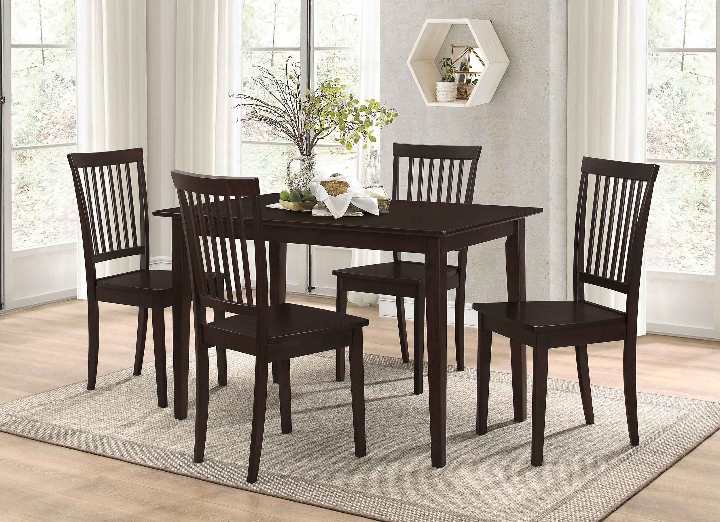Best Furniture Outlet - Coaster - Gomez 5-piece Rectangular Dining Table Set Cappuccino - 150152
