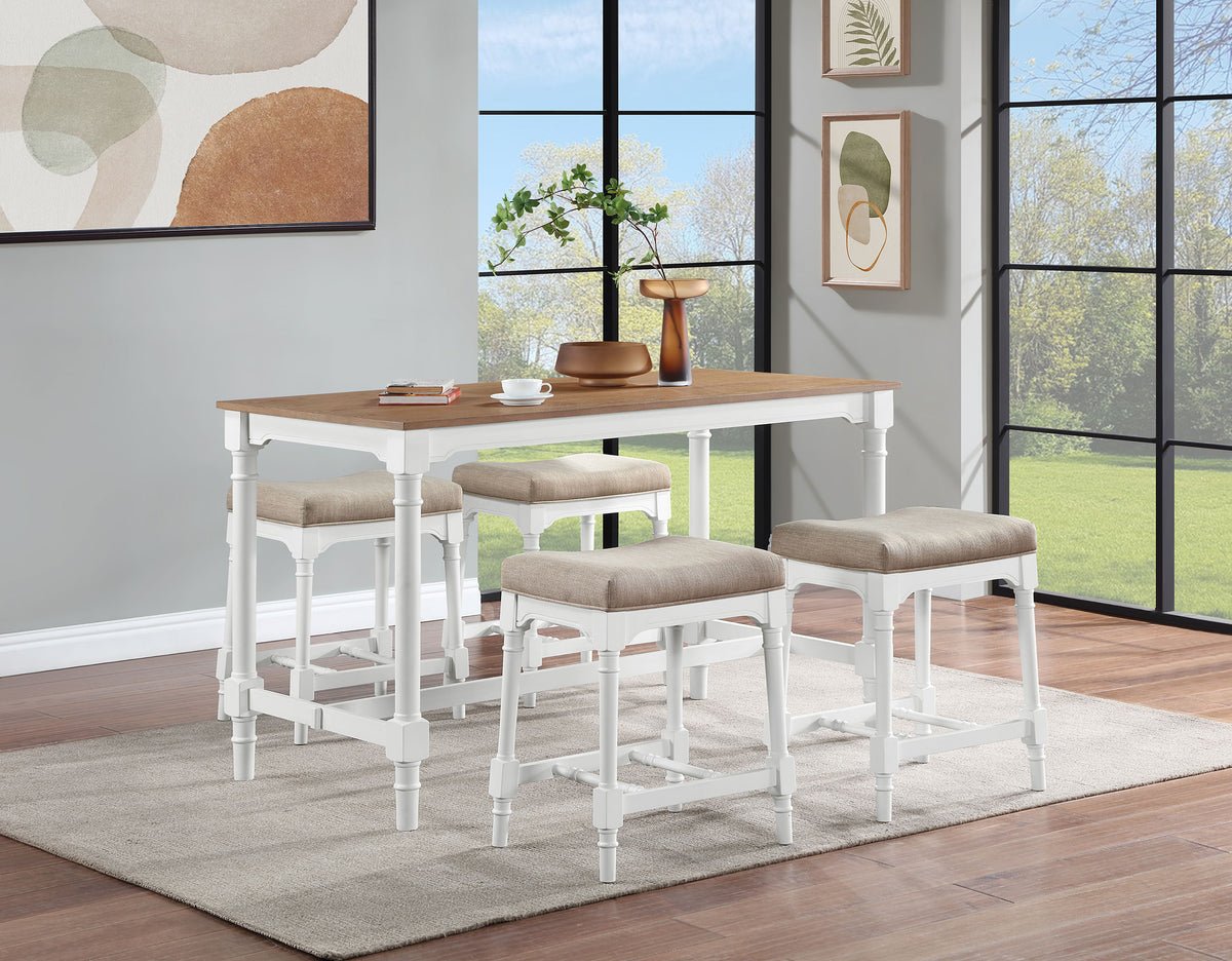 Best Furniture Outlet - Coaster - Martina 5-piece Rectangular Counter Height Dining Set White - 150375