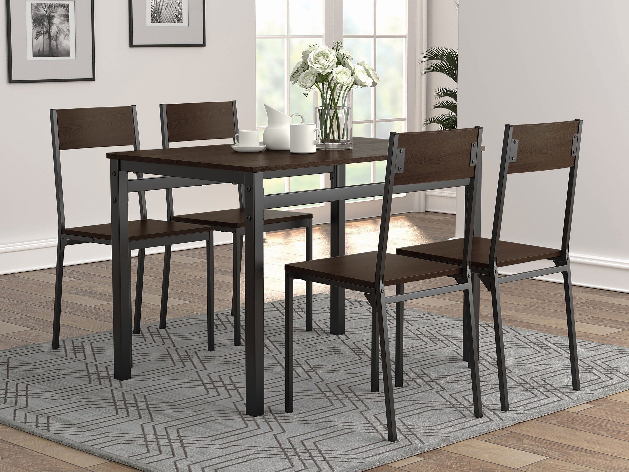Best Furniture Outlet - Coaster - Lana 5-piece Rectangular Dining Set Dark Brown and Black - 150505