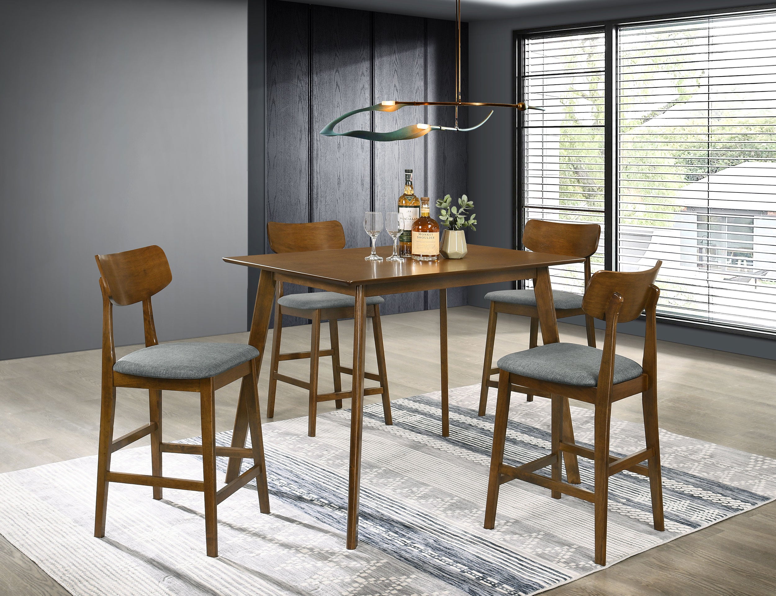 Best Furniture Outlet - Coaster - Robbie 5-piece 47-inch Counter Height Dining Set Walnut - 150628