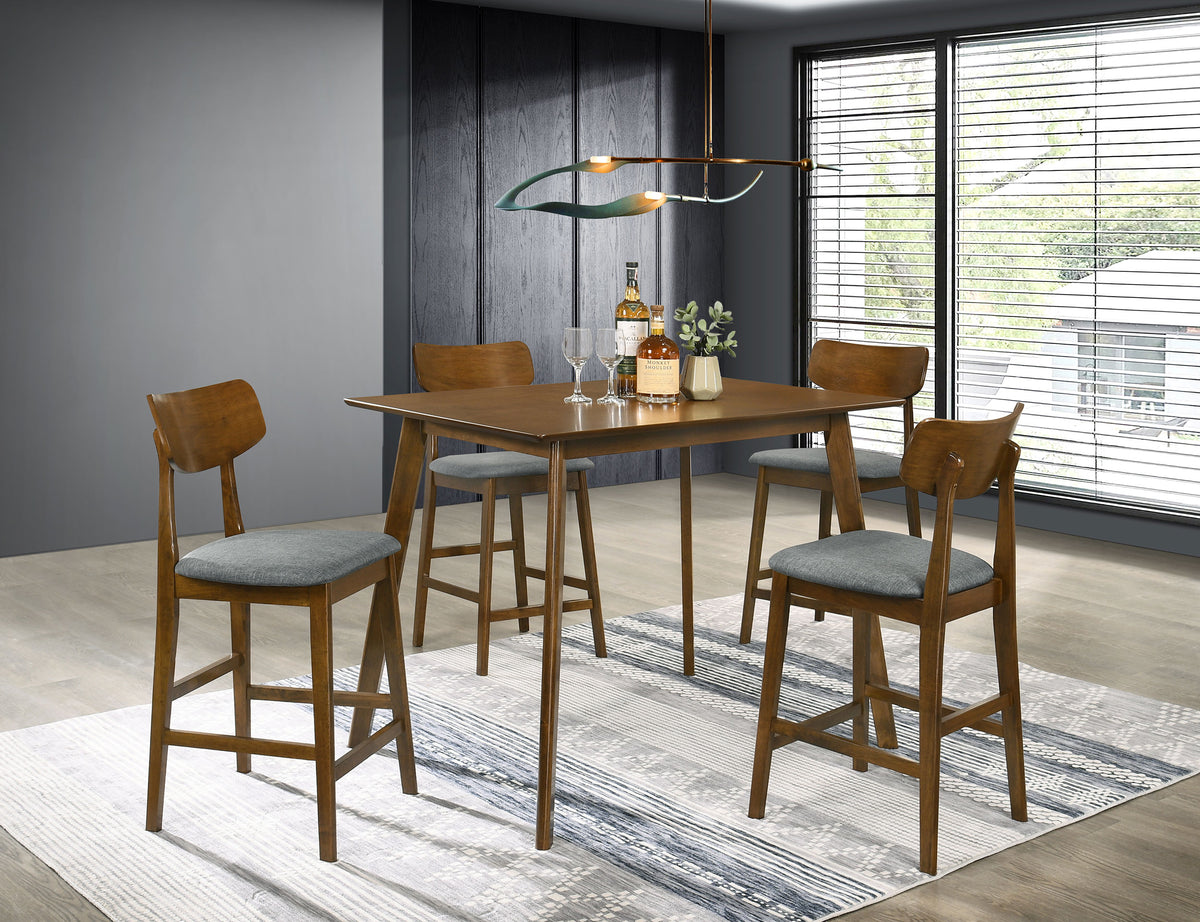 Best Furniture Outlet - Coaster - Robbie 5-piece 47-inch Counter Height Dining Set Walnut - 150628
