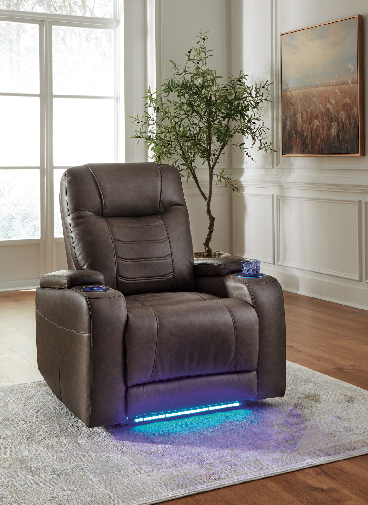 Best Furniture Outlet - Ashley Furniture - Schooner Rocks Living Room - PWR Recliner/ADJ Headrest / Umber - 1610413