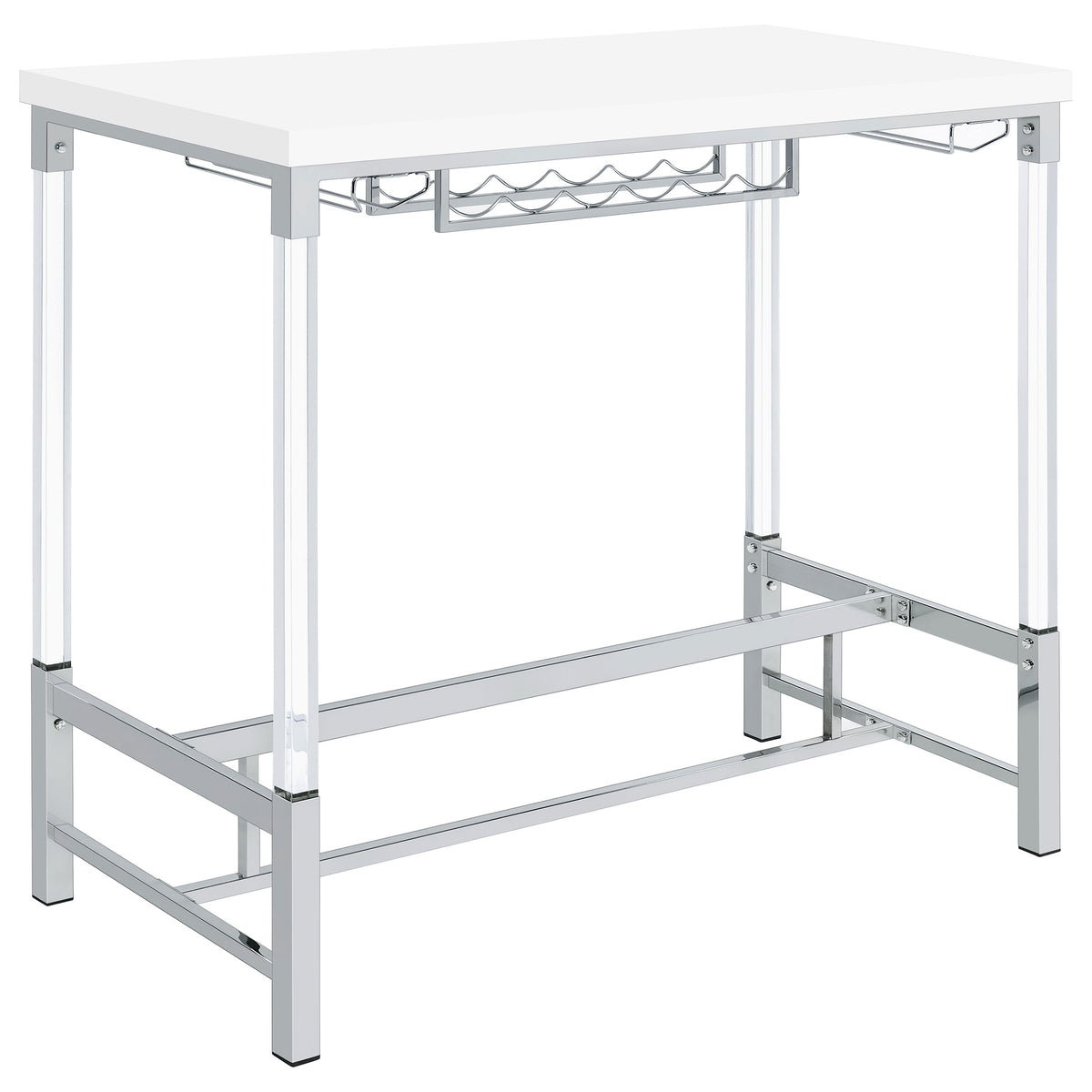 Best Furniture Outlet - Coaster - Norcrest 47-inch Acrylic Leg Bar Table White High Gloss - 182101