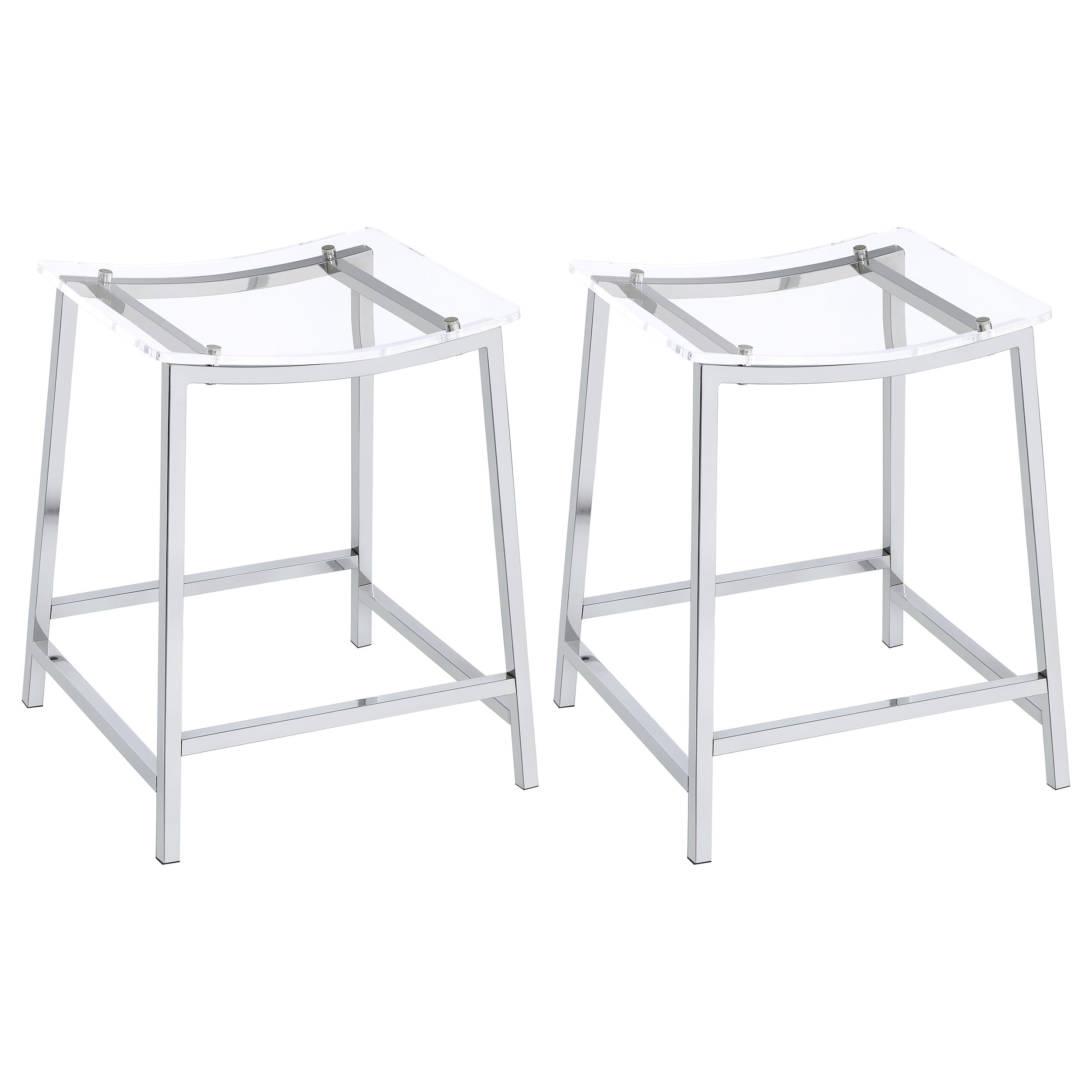 Best Furniture Outlet - Coaster - Jovani Acrylic Backless Counter Stool Chrome (Set of 2) - 182358