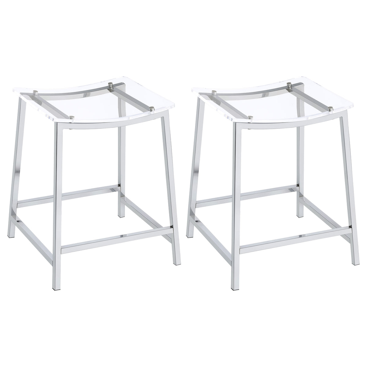 Best Furniture Outlet - Coaster - Jovani Acrylic Backless Counter Stool Chrome (Set of 2) - 182358