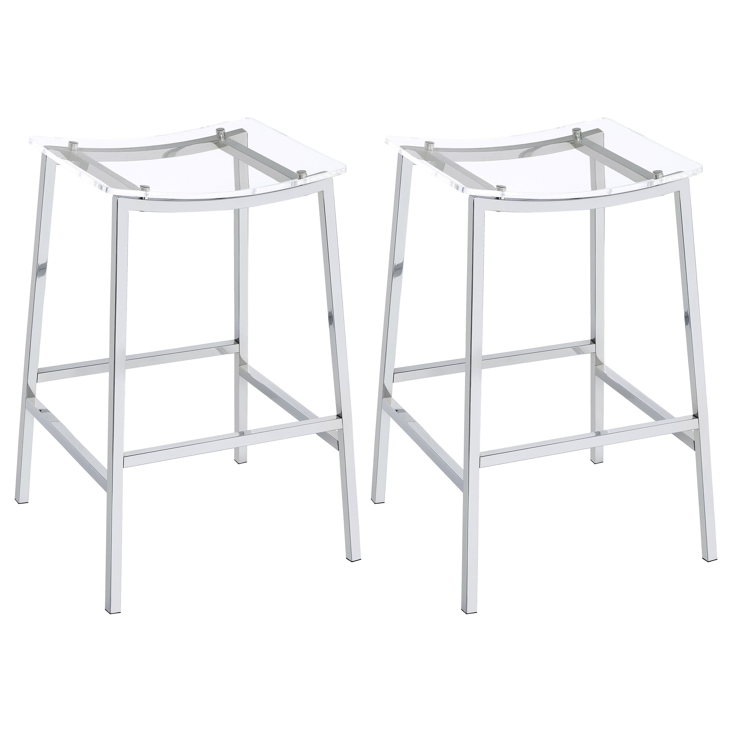 Best Furniture Outlet - Coaster - Jovani Acrylic Backless Bar Stool Chrome (Set of 2) - 182359