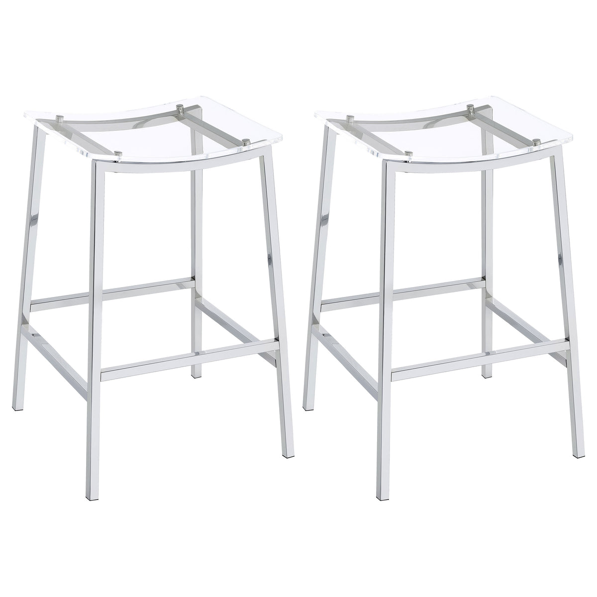 Best Furniture Outlet - Coaster - Jovani Acrylic Backless Bar Stool Chrome (Set of 2) - 182359