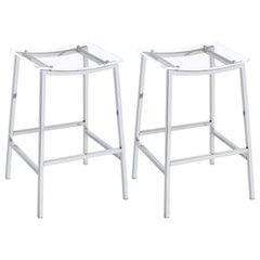 Best Furniture Outlet - Coaster - Jovani Acrylic Backless Bar Stool Chrome (Set of 2) - 182359