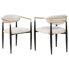 Best Furniture Outlet - Coaster - Bradbury Fabric Upholstered Dining Arm Chair Beige (Set of 2) - 182692