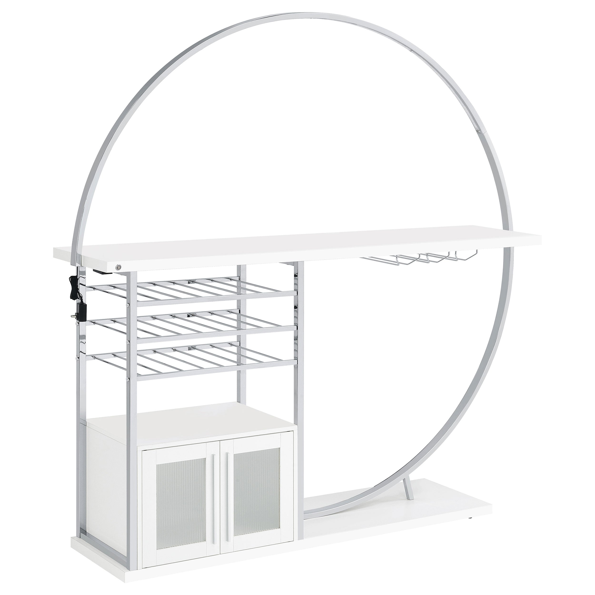 Best Furniture Outlet - Coaster - Risley 2-door Circular LED Wine Cabinet White High Gloss - 182798