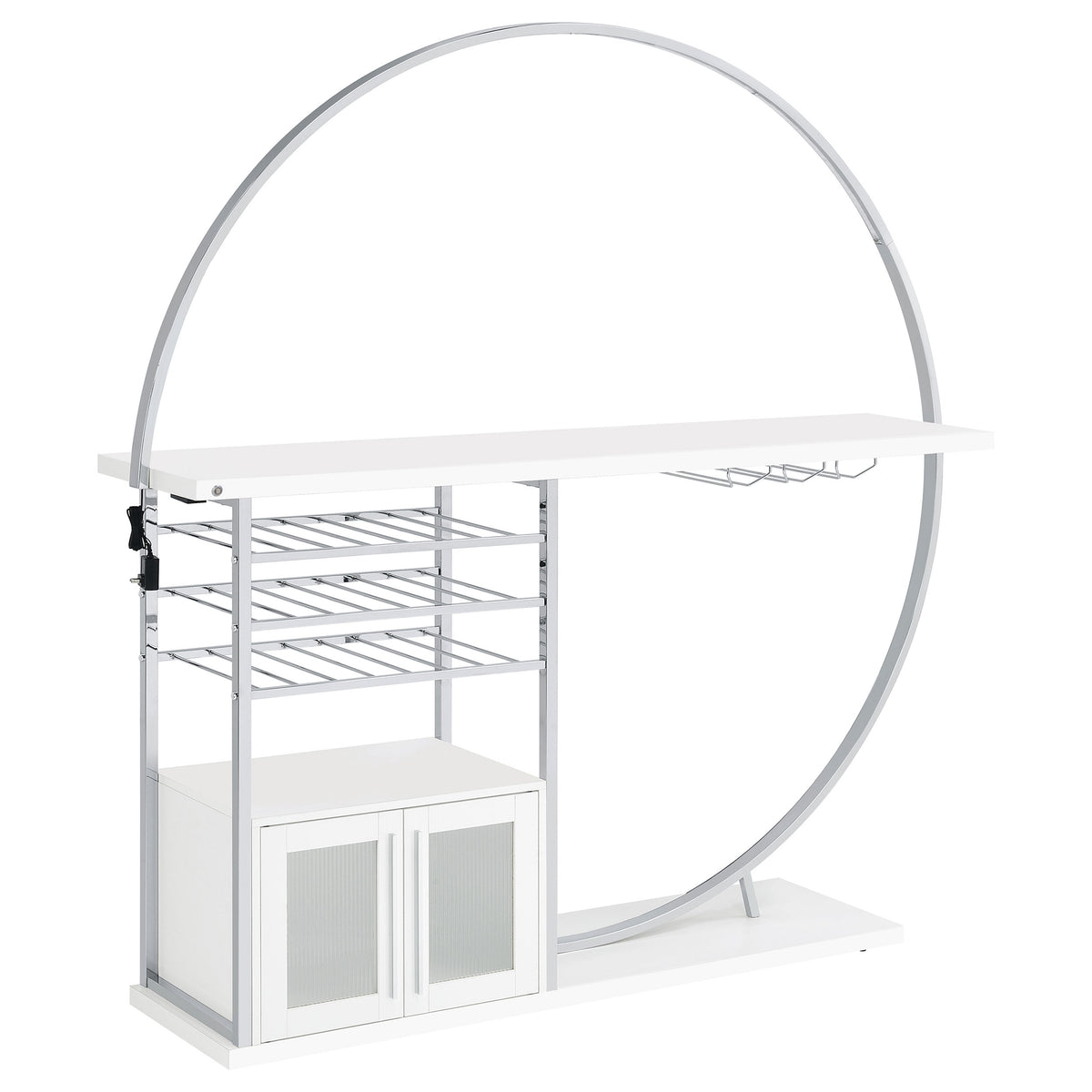 Best Furniture Outlet - Coaster - Risley 2-door Circular LED Wine Cabinet White High Gloss - 182798