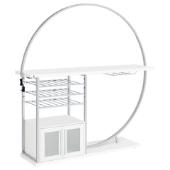 Best Furniture Outlet - Coaster - Risley 2-door Circular LED Wine Cabinet White High Gloss - 182798