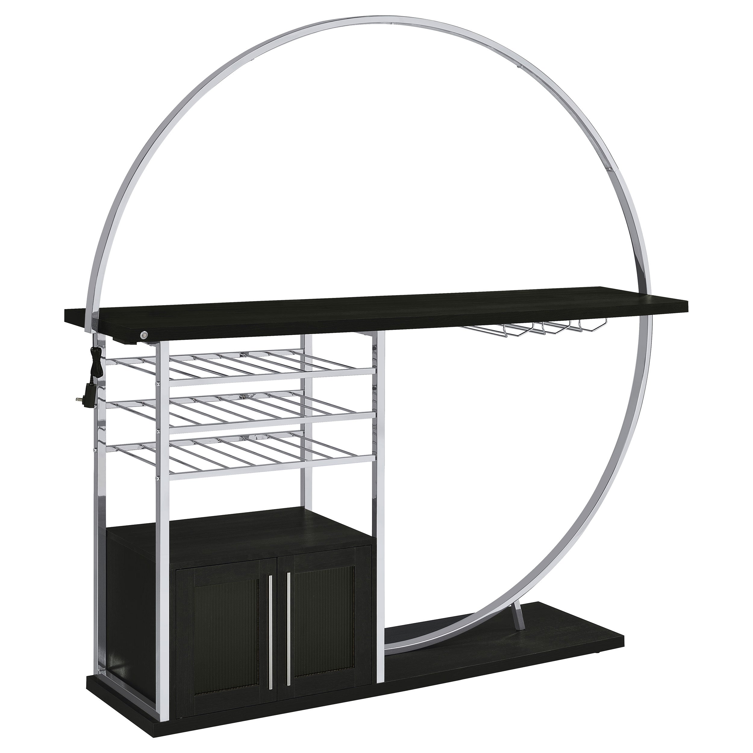 Best Furniture Outlet - Coaster - Risley 2-door Circular LED Wine Cabinet Dark Charcoal - 182799