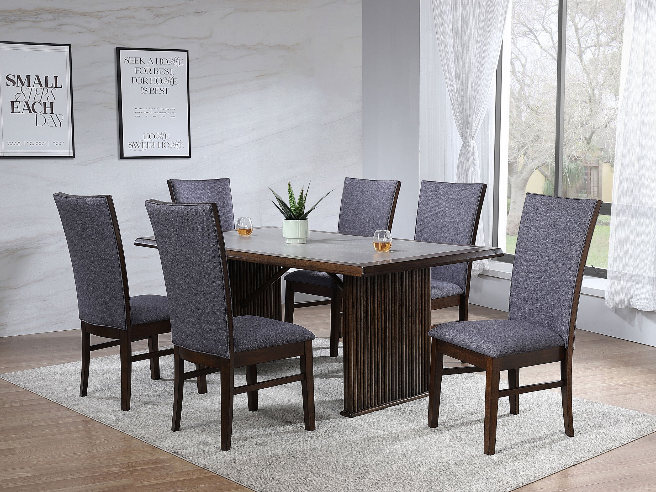 Best Furniture Outlet - Coaster - Sherwood 7-piece Rectangular Dining Table Set Brown - 193591-S7