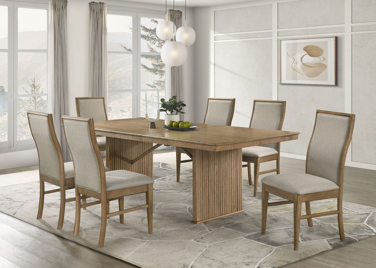 Best Furniture Outlet - Coaster - Adina 7-piece Extension Dining Set Distressed Light Brown - 193611-S7