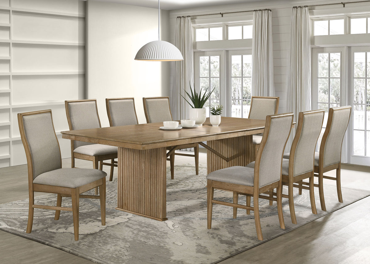 Best Furniture Outlet - Coaster - Adina 9-piece Extension Dining Set Distressed Light Brown - 193611-S9