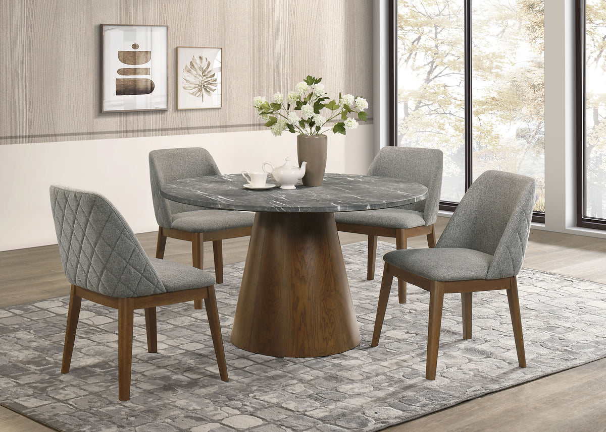 Best Furniture Outlet - Coaster - Franklin 5-piece 50-inch Round Dining Table Set Grey and Dark Oak - 193820-S5