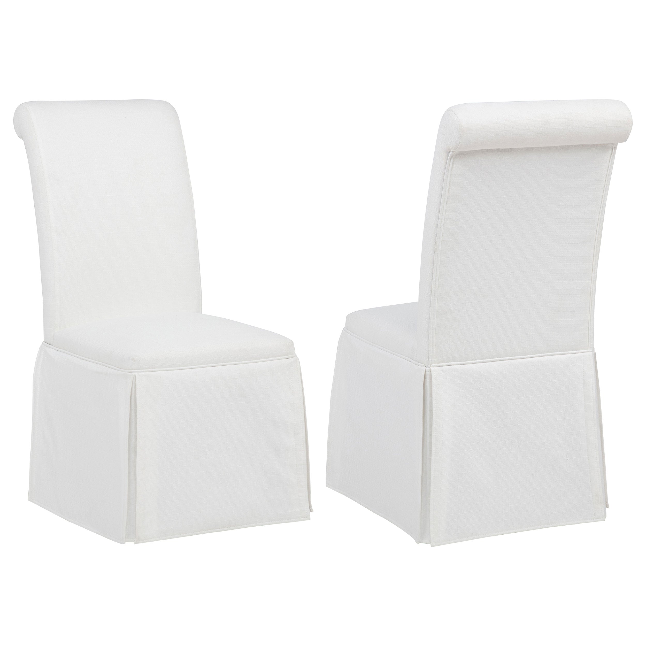 Best Furniture Outlet - Coaster - Shawna Upholstered Skirted Side Chair White (Set of 2) - 193912WHT