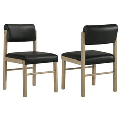 Best Furniture Outlet - Coaster - Kehoe Upholstered Dining Side Chair Black and Natural Oak (Set of 2) - 193922NAT