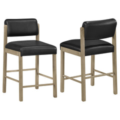 Best Furniture Outlet - Coaster - Kehoe Upholstered Counter Height Chair Black and Natural Oak (Set of 2) - 193929NAT
