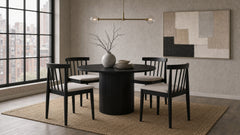Best Furniture Outlet - Coaster - Hamlyn 5-piece Round Wood Dining Set Wheat and Black - 193930BLK-S5A