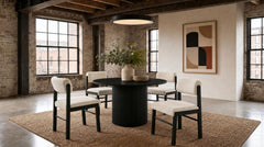 Best Furniture Outlet - Coaster - Hamlyn 5-piece Round Wood Dining Set Cream and Black - 193930BLK-S5B