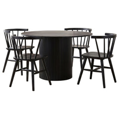 Hamlyn 5-piece Round Wood Dining Set Black