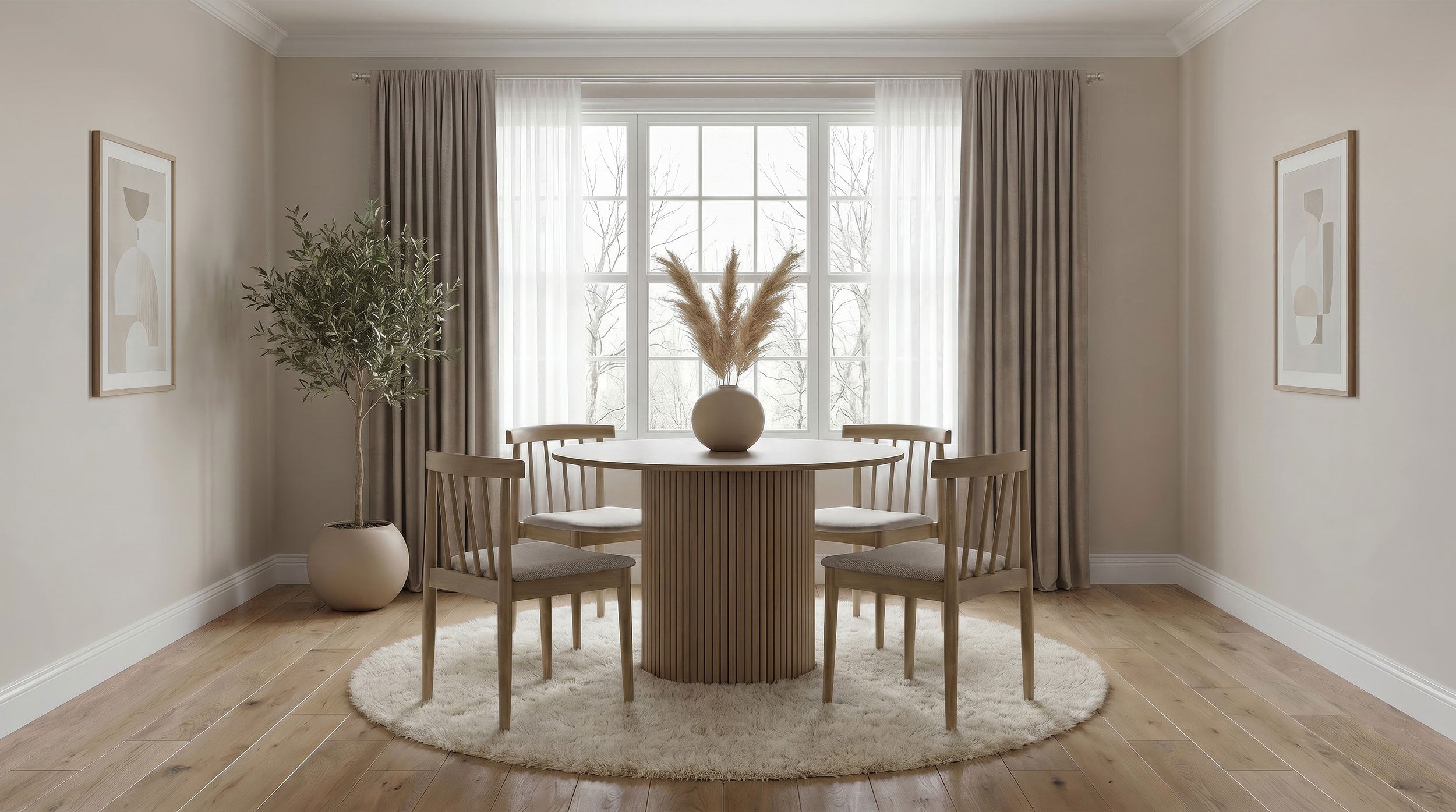 Best Furniture Outlet - Coaster - Hamlyn 5-piece Round Wood Dining Set Wheat and Natural Oak - 193930NAT-S5A