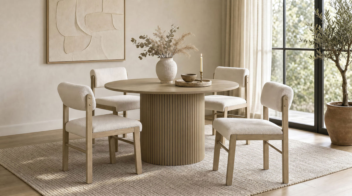 Best Furniture Outlet - Coaster - Hamlyn 5-piece Round Wood Dining Set Cream and Natural Oak - 193930NAT-S5B