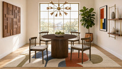 Best Furniture Outlet - Coaster - Hamlyn 5-piece Round Wood Dining Set Wheat and Walnut - 193930WAL-S5A