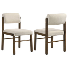 Best Furniture Outlet - Coaster - Kehoe Upholstered Dining Side Chair Cream and Walnut (Set of 2) - 193932WAL