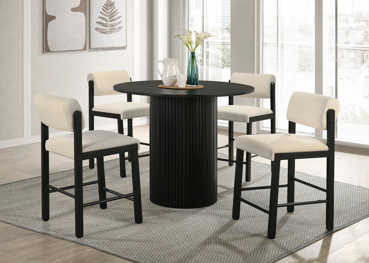 Best Furniture Outlet - Coaster - Hamlyn 5-piece Round Wood Counter Height Dining Set Cream and Black - 193938BLK-S5B