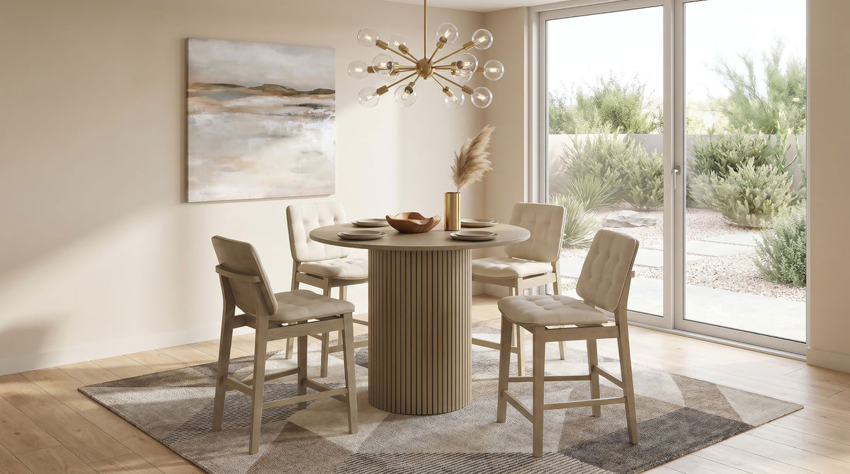 Best Furniture Outlet - Coaster - Hamlyn 5-piece Round Wood Counter Height Dining Set Cream and Natural Oak - 193938NAT-S5D