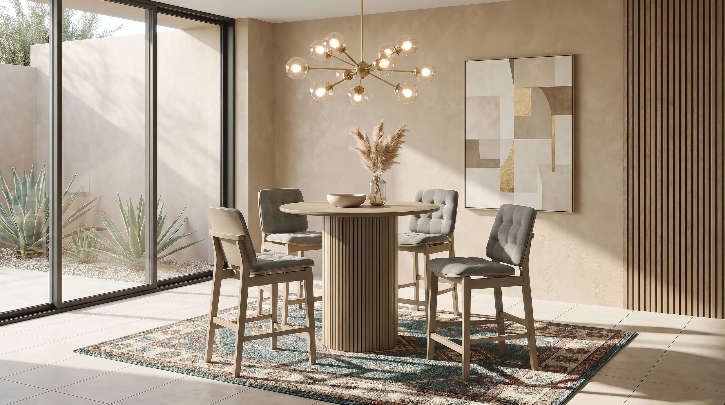 Best Furniture Outlet - Coaster - Hamlyn 5-piece Round Wood Counter Height Dining Set Grey and Natural Oak - 193938NAT-S5E